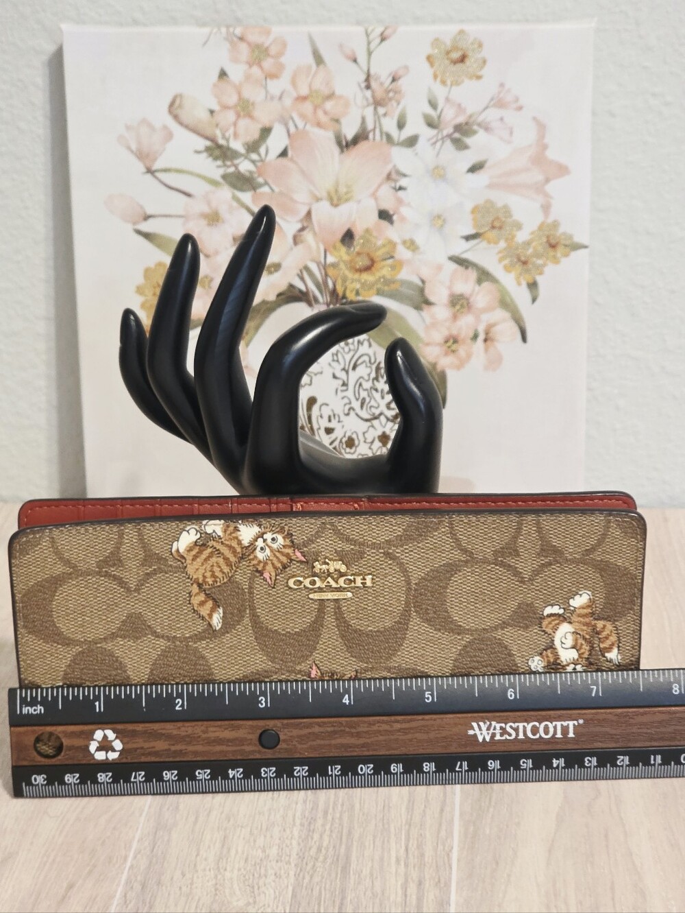 Coach Tabby Cat Kitten Dancing Kitty Long Slim Wallet Cards Bills Coin Sig CC926 - Picture 6 of 12